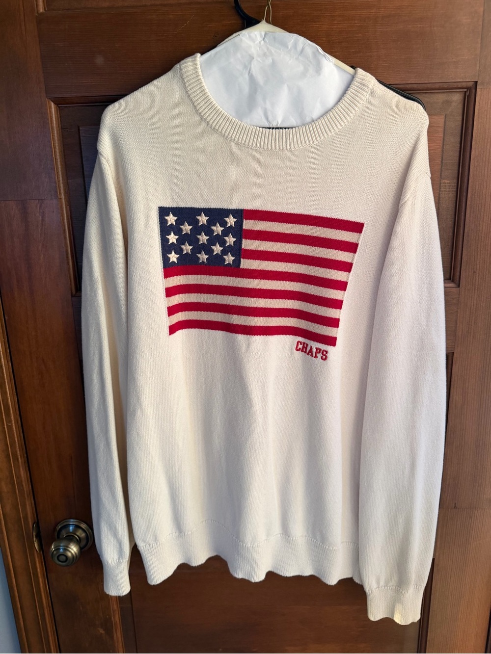 Ralph Lauren Chaps Embroidered American Flag Sweater